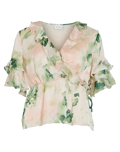 Vila - VIMolina 2/4 Flounce Wrap Bluse - Birch/Molina